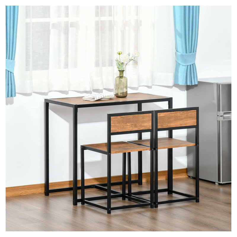 Ensemble de table de salle à manger industriel 3 pièces pour 2 personnes, table de cuisine et chaises, ensembles de salle à manger pour petits espaces HOMcom