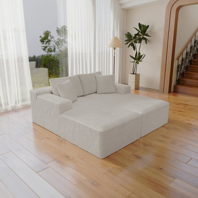 Siège de canapé modulaire 70,8 x 68,9 po, canapé rembourré comprimé pour salon, chambre à coucher, appartement, aucun assemblage requis, combinaison libre de 2 pièces, tissu en velours côtelé moelleux