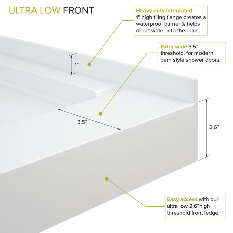 White 36'' x 36'' Low Threshold Square Shower Base