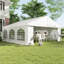 Pavillon de jardin 20 po x 20 pi pour espace extérieur en acier blanc et PE, avec design pliable avec structure en acier galvanisé