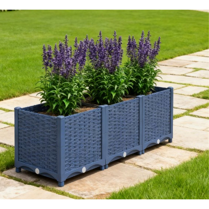 Boîte à fleurs d'extérieur avec construction en plastique fiable et trous de drainage pour balcons de jardin Pp bleu 47,2 po x 15,7 po 14,6 po