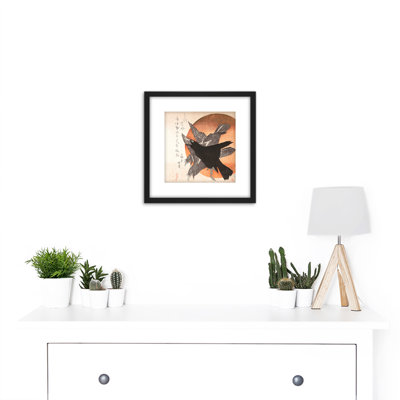 Three Crows Against Rising Sun Japanese by Totoya Hokkei - Single Picture Frame Painting