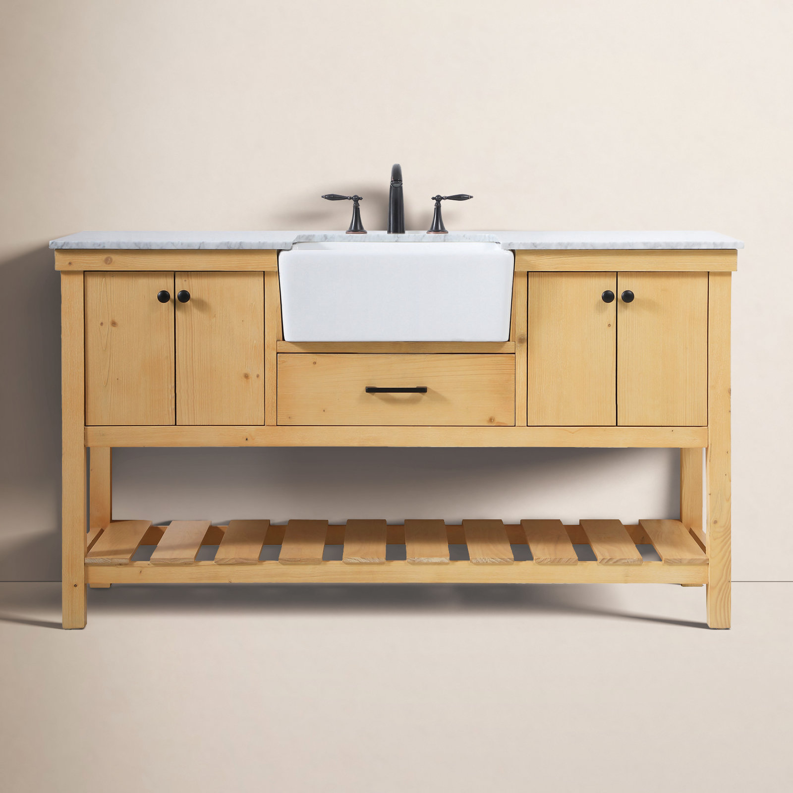 Pelaghia 60'' Single Bathroom Vanity, Natural Wood