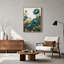 Art mural sur toile fleurs de pivoine sarcelle avec feuilles dorées-333666412