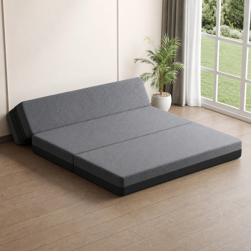 Matelas en mousse viscoélastique pliable en trois, 4", Grand lit