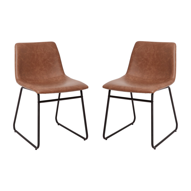 Avelina 18" LeatherSoft Bucket Style Dining Table Height Chairs (Set of 2) by Flash Furniture, Light Brown, Black