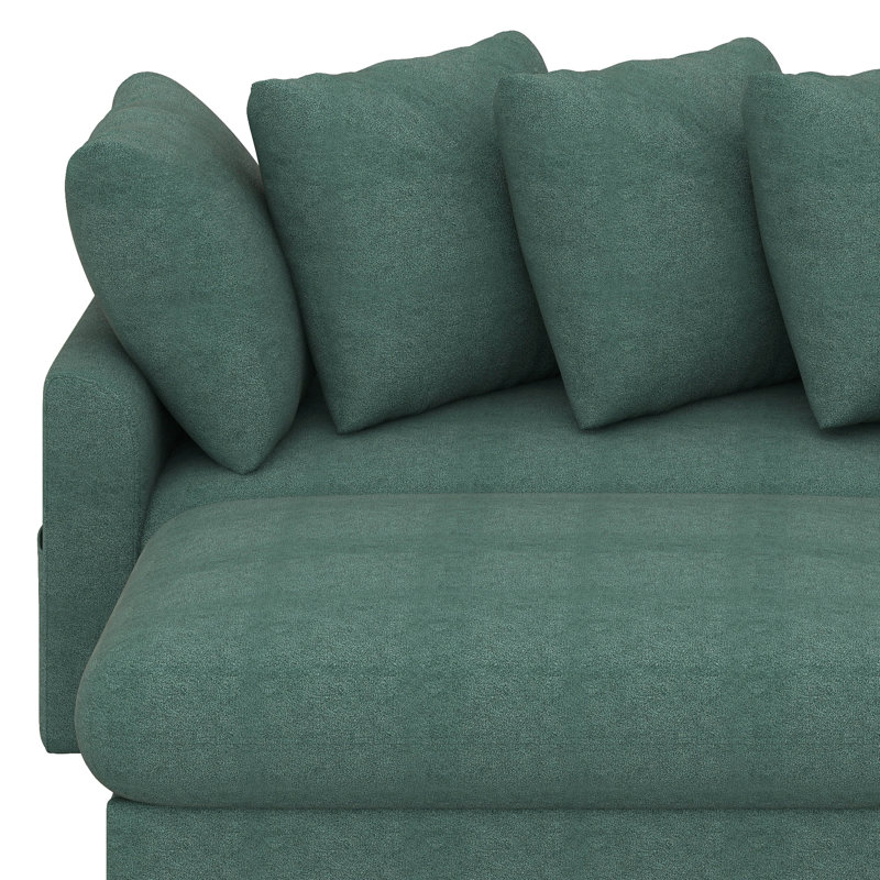 Canapé modulaire rembourré en L de 83 po avec amplement d'espace de rangement, lit convertible avec repose-pieds mobile et six coussins décoratifs en forme de L