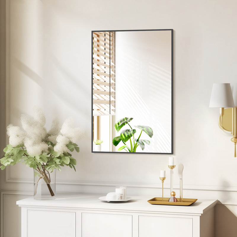 Sieana Rectangular Aluminum Accent Mirror, Black, 30" x 20"