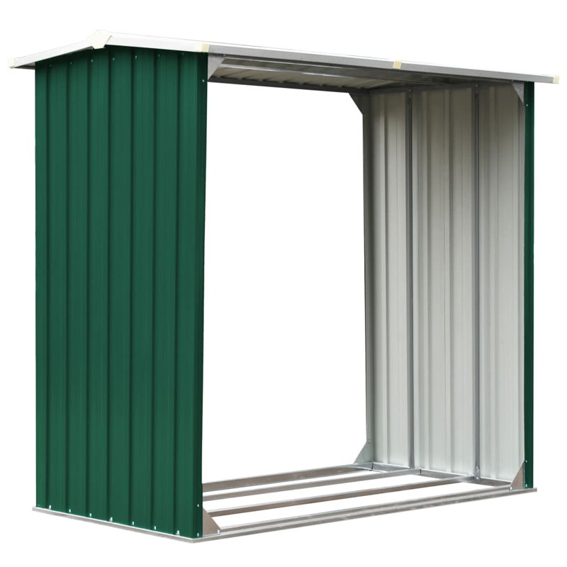 Log Storage Shed Galvanised Steel, Green