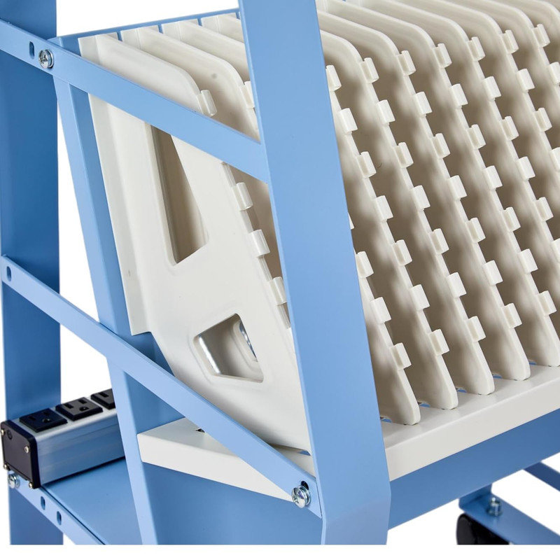 Chariot de chargement pour 16 appareils (ordinateurs portables et tablettes) avec roulettes verrouillables, station de rangement mobile pour salles de classe et bureaux