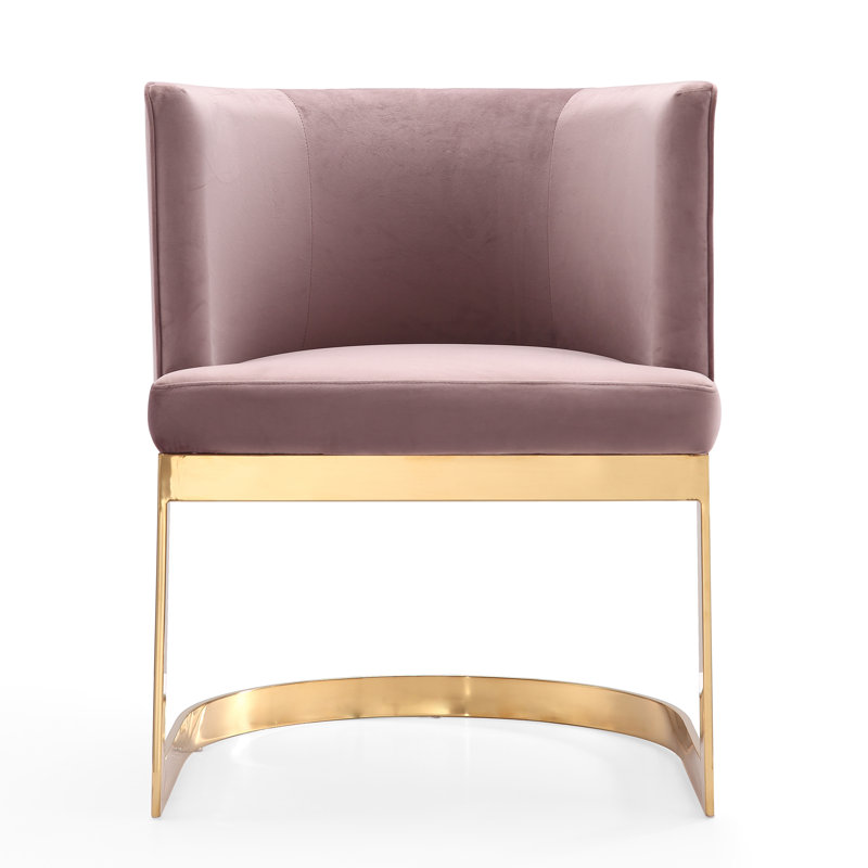 Chaise rembourrée en velours Aura, Rosé