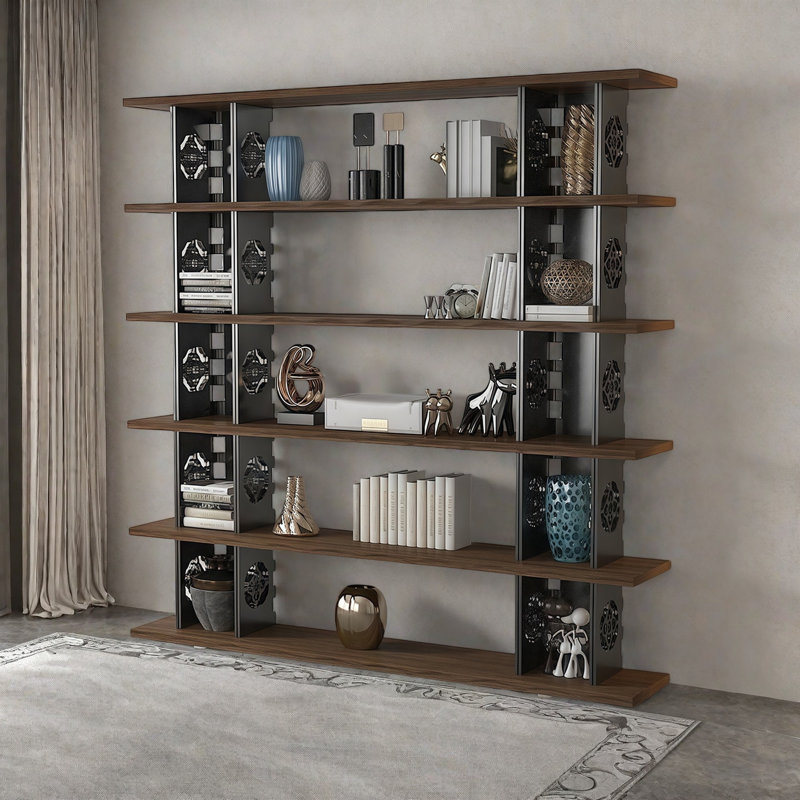 Bibliothèque classique de style rétro, (6 tablettes) H 78,7 po x l 62,9 po x P 13,7 po