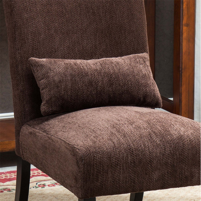Pisano Contemporary Chenille Fabric Armless Accent Chair With Pillow, Stylish And Durable For Modern Living Spaces