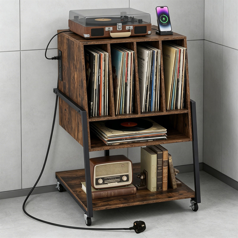 MDF 76.5cm H Media Shelves, Rustic Brown