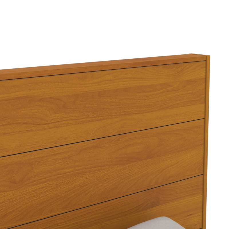 Allyannah Levison Platform Bed With Headboard, King, Amber Walnut
