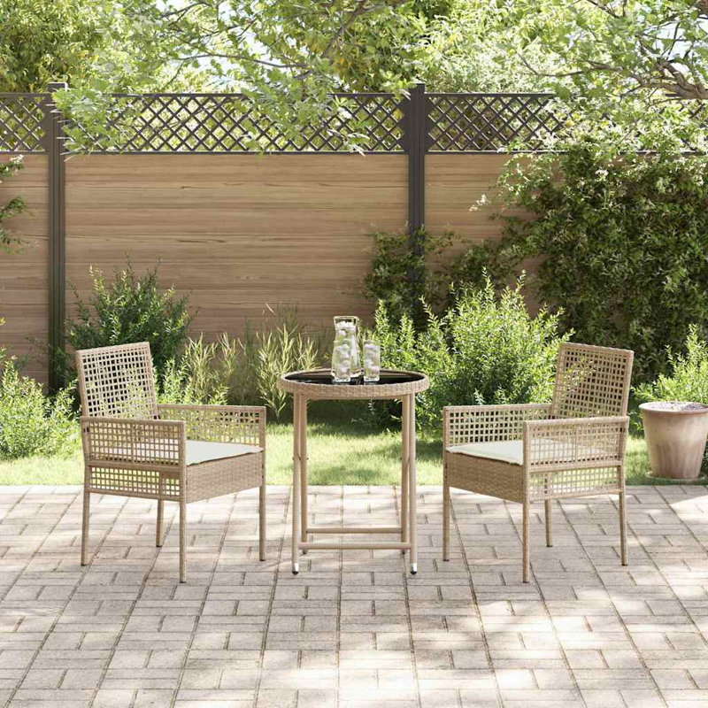 2 - Person Patio Dining Set with Rectangular Table , Cushions Included, Beige, Beige