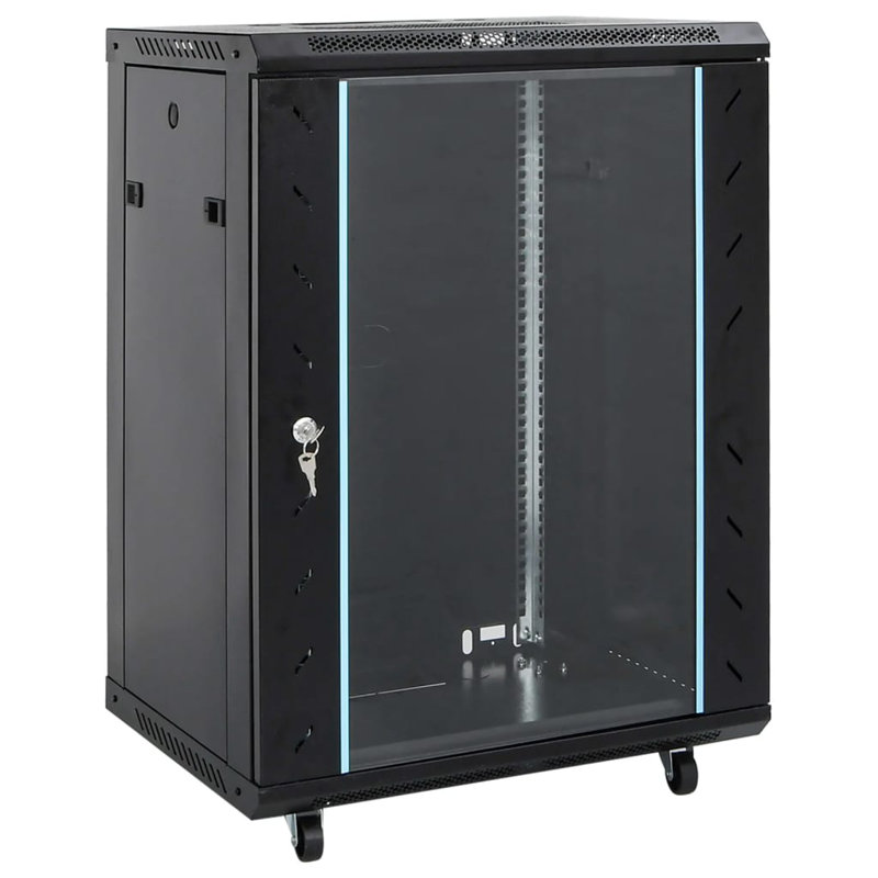Armoire réseau Vidaxl 15U 19 "IP20 gris 20,9" x 15,7 "x 31,5", Noir, noir, noir, noir