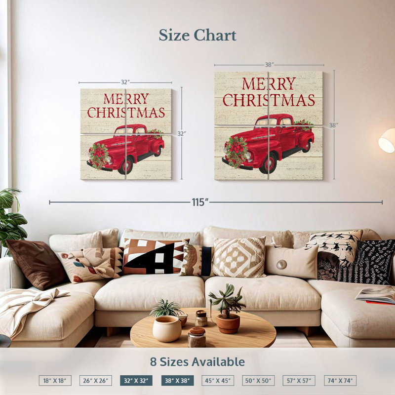 Lelend Home For The Holiday - Camion rouge, H 32 po x l 32 po
