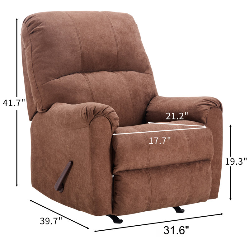 Fauteuil inclinable et berçant manuel rembourré Etly, Brun