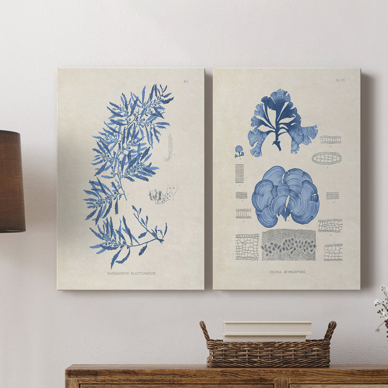 Algues bleu marine III - Toile tendue avec châssis de qualité supérieure - Prêt à être accroché
