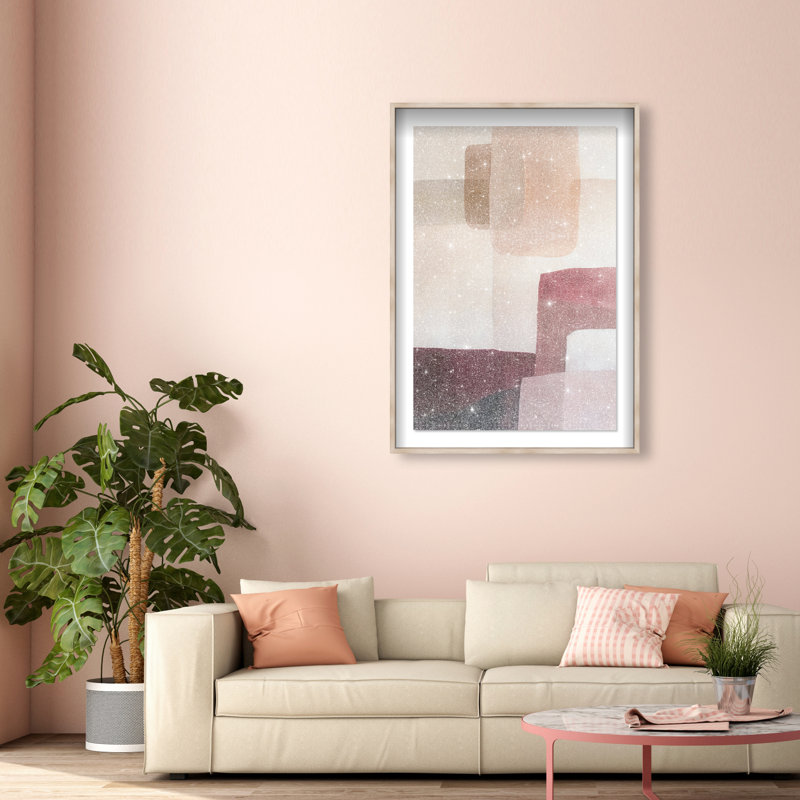 Ruby Dreams I Shadowbox Abstract Print by Oliver Gal, Black Frame, 10 x 15, 55.5"H x 37.5"W, Natural Oak Frame