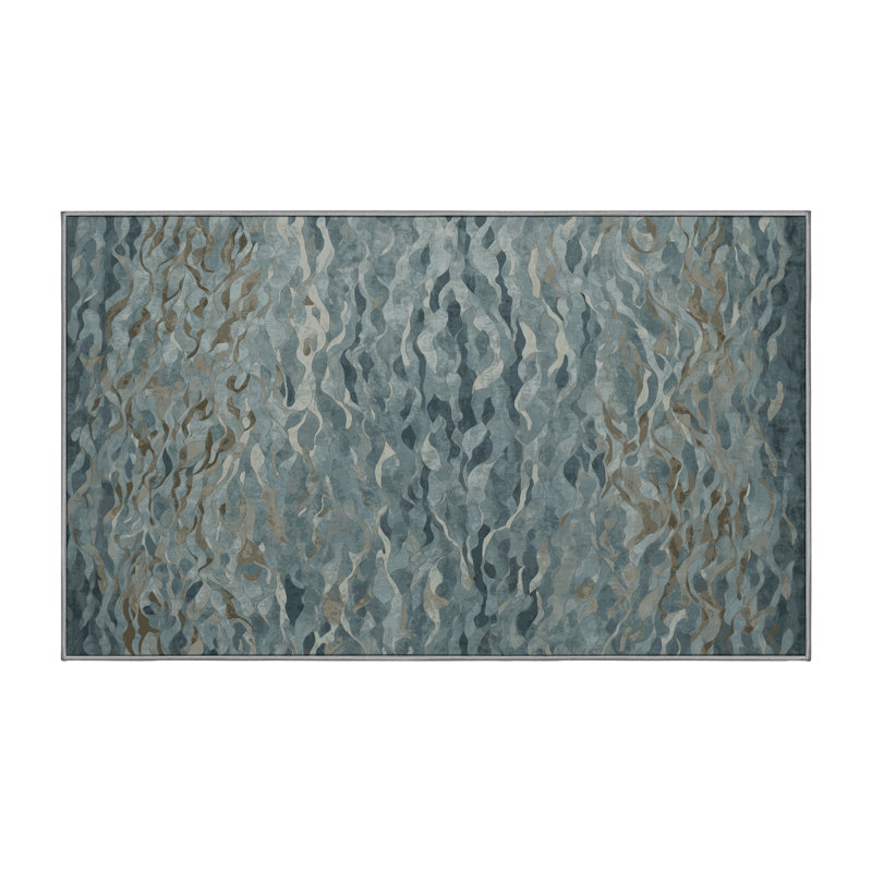Machine Washable Gray Area Rug, Rectangle 7' x 10'
