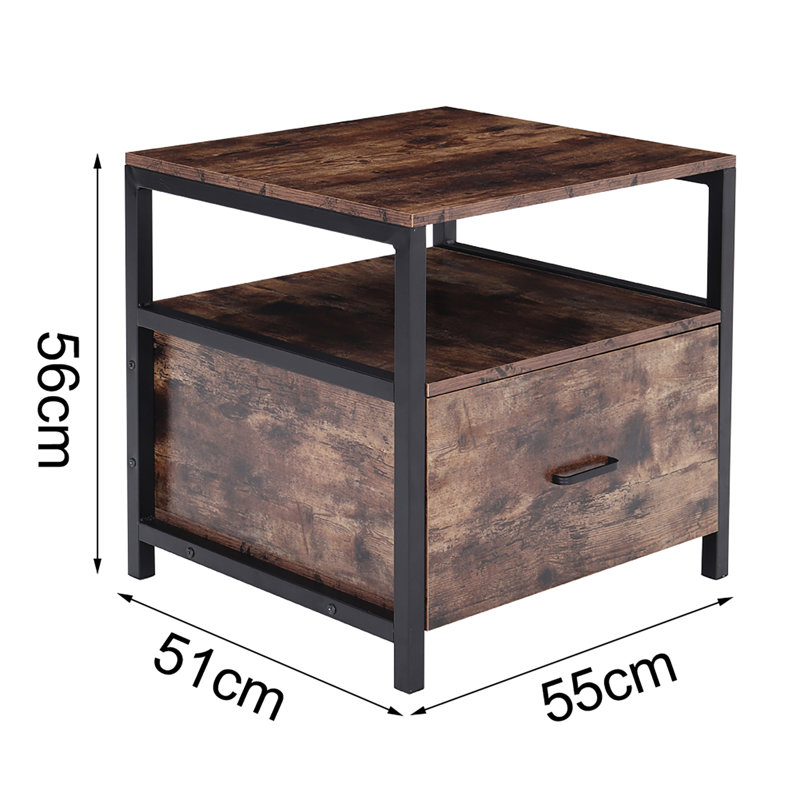 55cm W Metal Bedside Table