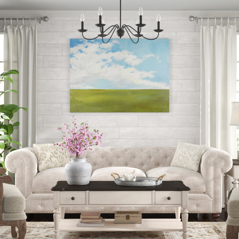 «Land Scape I» par Natasha Marie, peinture sur toile tendue, Couche de verre, H 24 po x l 32 po x P 1,5 po