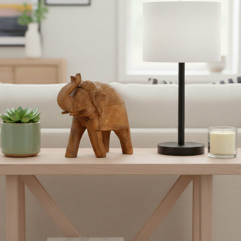 Exquisite Handcrafted Mango Wood Elephant Figurine in Natural Brown, Perfect for Home Decor, 8" H x 8" W x 4" D