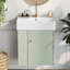 Meuble-lavabo flottant moderne de 21,6 po avec lavabo en céramique et rangement à gauche pour les espaces compacts-129184417