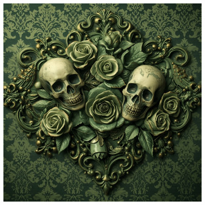 Coussins décoratifs Skulls With Green Roses