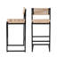 Élégantes chaises de bureau à domicile - de 2, siège en corde de papier, 2 tabourets de cuisine modernes avec cadre en métal et repose-pieds, noir et miel