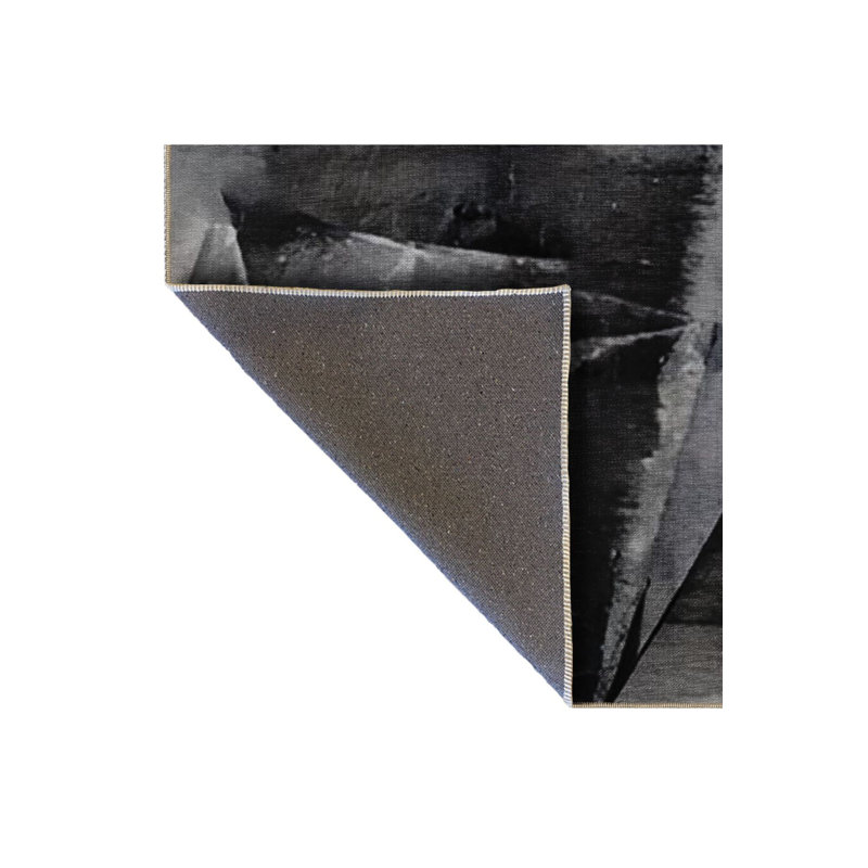 Tapis décoratif noir à motif géométrique abstrait à motif géométrique noir, Sous-tapis rectangulaire 2 pi 4 po x 3 pi 11 po
