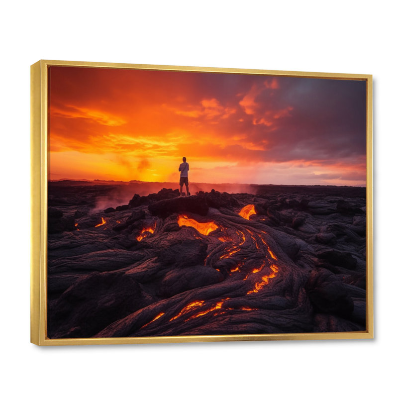Hawaiian Volcano Landscape II, reproduction d'art sur toile, H 12 po x l 20 po x P 1 po, Cadre flottant doré