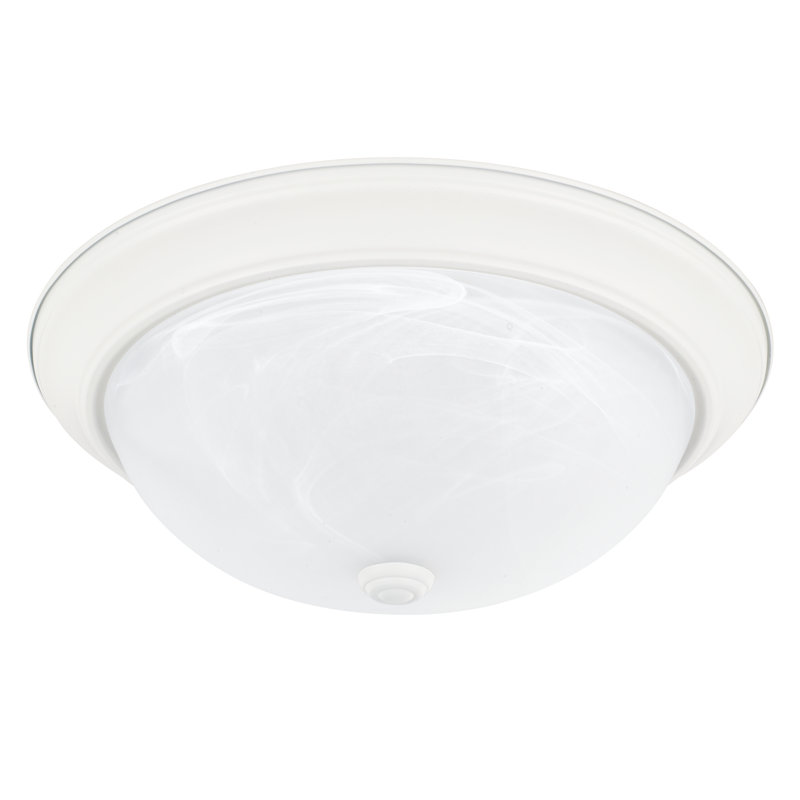 Plafonnier encastré circulaire simple 14,75 po Grapevine, Blanc faux Verre albâtre, Blanc mat