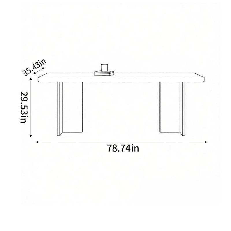 Table de salle à manger moderne, H 29,53 po x L 78,74 po x l 35,43 po