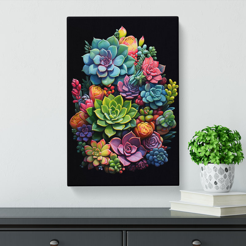 Succulent Tachisme - No Frame Print, 76cm H x 50cm W x 3cm D