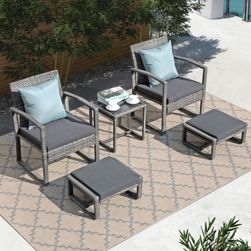 2 - Person Patio Conversation Set with Cushions, Dark Gray