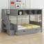 Lit superposé avec tablettes, escalier de rangement et 2 tiroirs-301356693