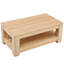 Table basse double couche avec rangement, finition basse, idéale pour le salon en bois naturel et pour une utilisation quotidienne, capacité de charge de 250 lb, rangement