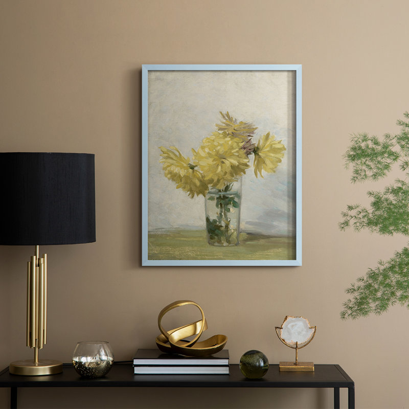 Vintage Floral Print CCXLVIII Framed Print - Solid Wood, H 21 po x l 17 po, Bleu