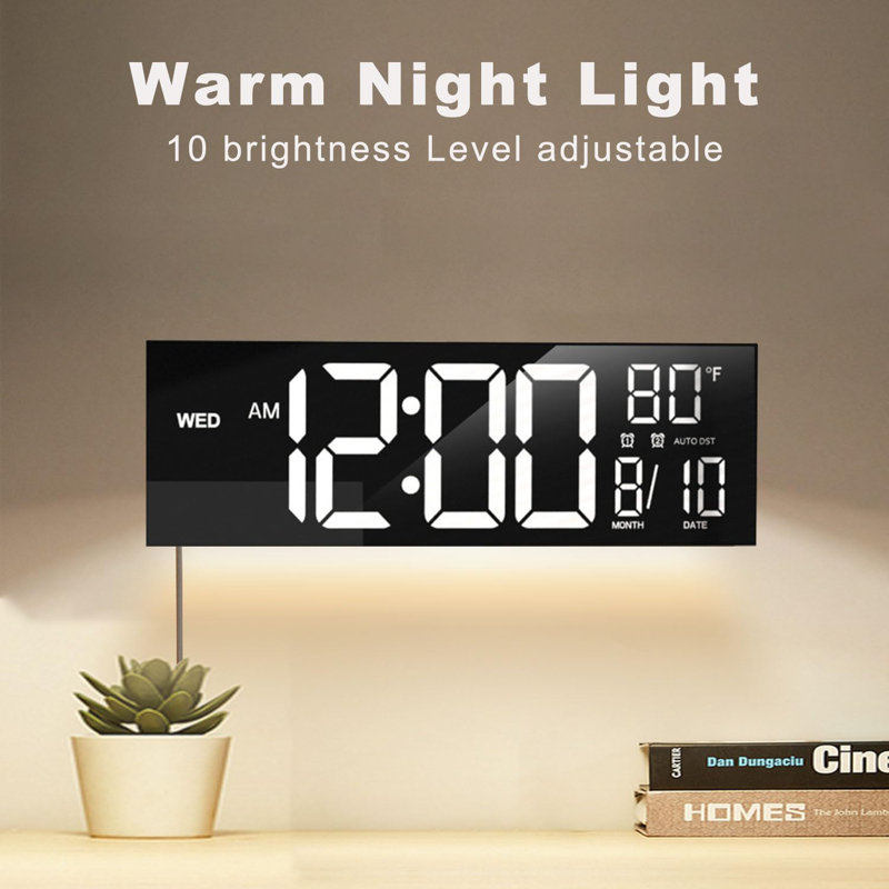 Large Digital Wall Mount Clock, Count Down Timer With Remote, Alarm, Big LED, Birthday Gift,(Black)