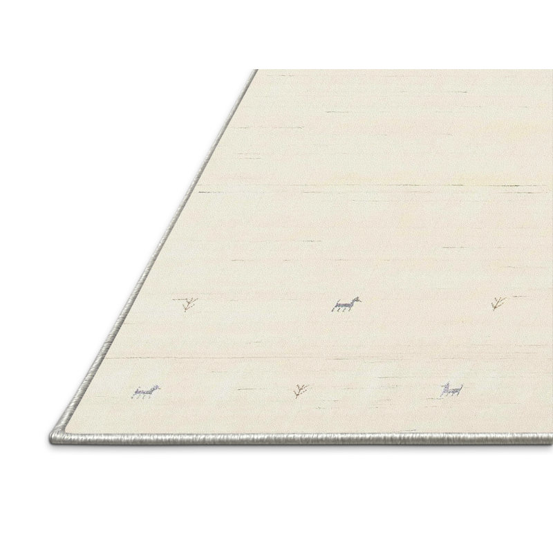 Tapis de zone crème contemporaine, Rectangle 2 pi x 4 pi
