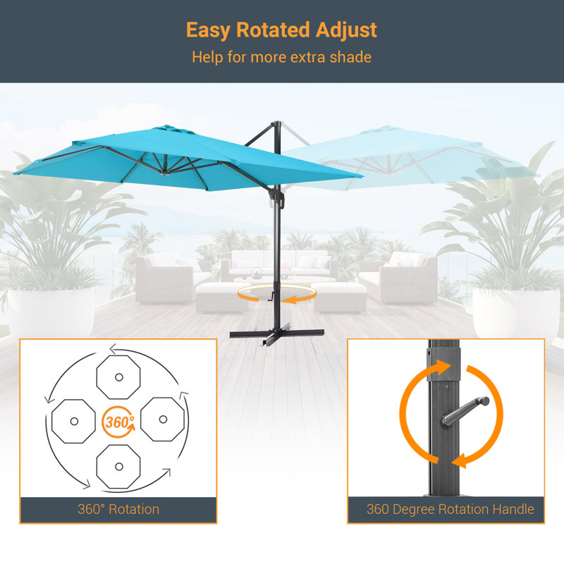 Parasol Deazia 120 avec contrepoids inclus, Bleu lac