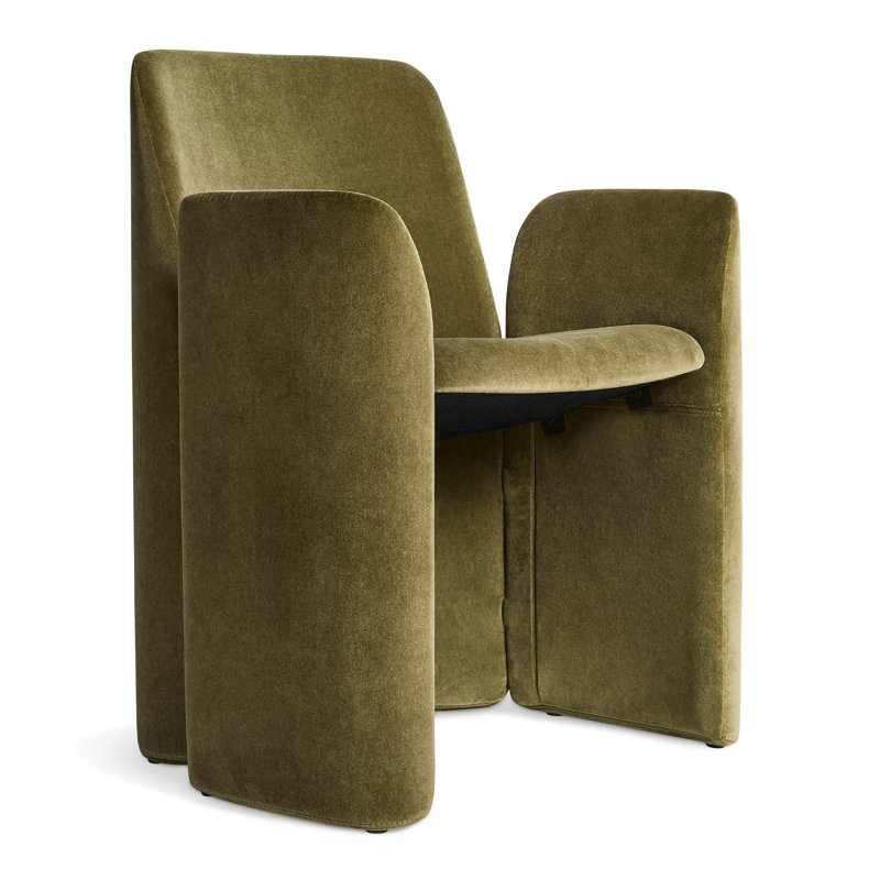 Parentheses Upholstered Arm Chair, Polyester Blend Moss