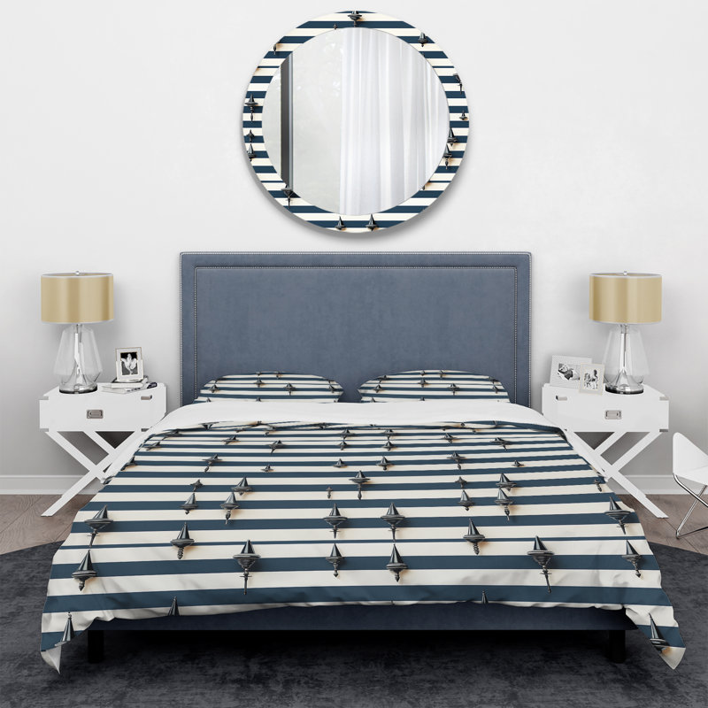 Ensemble de housse de couette Nautical Vintage Ship Stripes, Housse de couette pour grand lit et 2 taies décor
