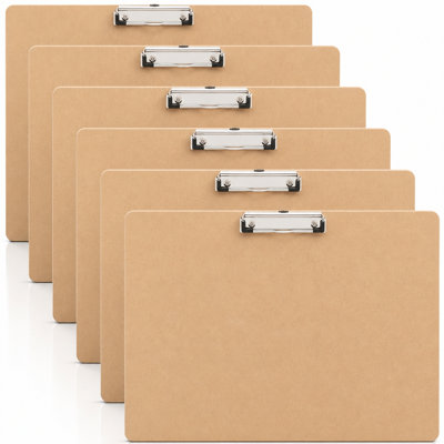 4‑Pack / 6‑Pack 11×17 Large Wood Clipboards, Heavy‑Duty Fiberboard Writing Boards with Metal Clip & Hanging Hook, Anti‑Bend Clip Holder for Blueprint, Drawing, Classroom, Office & Artist Use
