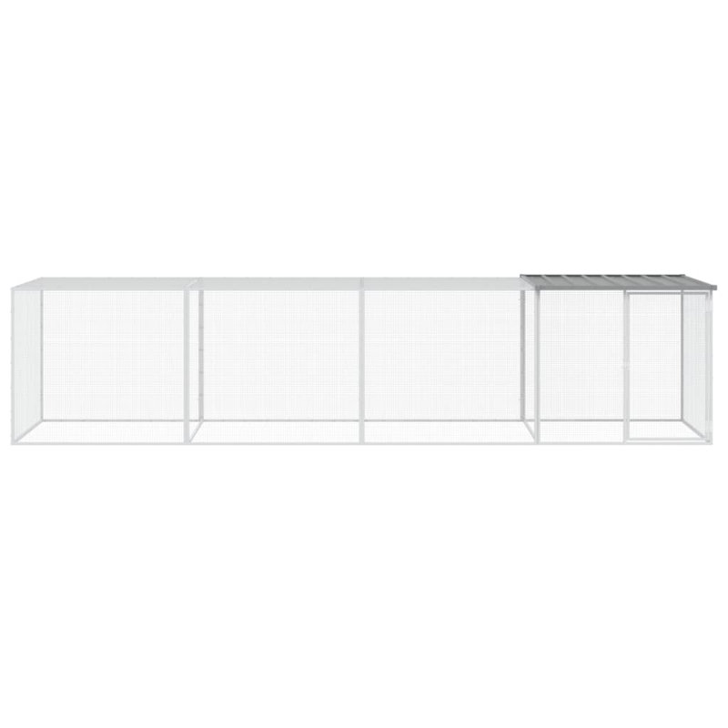 Poulailler avec treillis métallique Easa, Gris clair, H 35,4 po x l 158,7 po x P 38,6 po