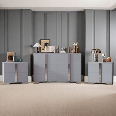 3-Piece Set Modern Bedroom Furniture Dresser Set with 2 Nightstands