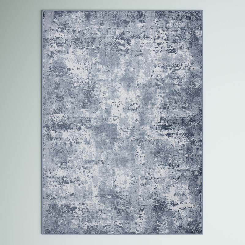 Tapis bleu clair à motif abstrait Baez, Rectangle 4 pi x 5 pi 3 po